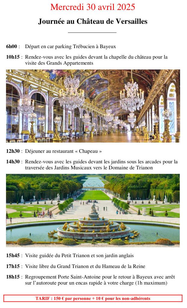 Sortie au château de Versailles 30 avril 2025